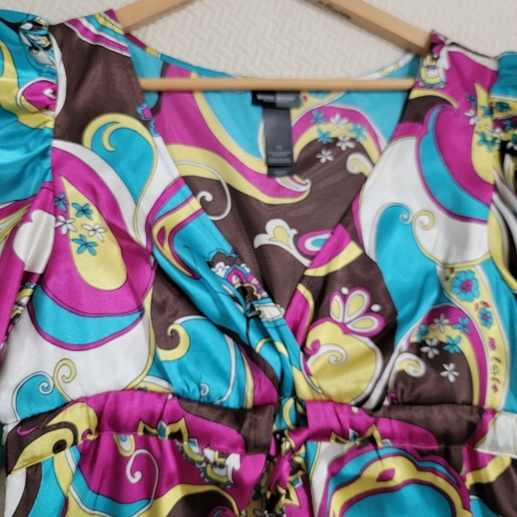 Bisou Bisou Colorful Women's Dress with Puff Sleeves Size 10 - Picture 8 of 16